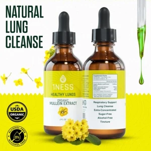 Mullein Drops for Lungs Cleanse - USDA Organic Mullein Leaf Extract w/ Turmeric - Picture 1 of 16