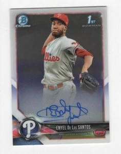 2018 BOWMAN CHROME PROSPECT AUTOGRAPH ENYEL DE LOS SANTOS PHILLIES #BCPA-EDL - Picture 1 of 2