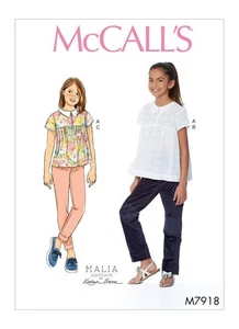New McCalls Pattern 7918  Girls Peasant Top Pants Jeans   7 8 10 12 14 - Picture 1 of 2