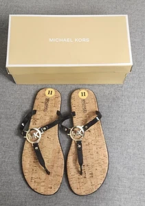 Michael Kors Women’s Sandals 11M Black Jelly Cork Thong Flip Flops MK - Picture 1 of 7
