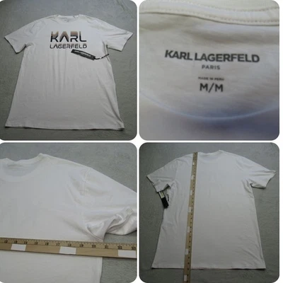 Karl Lagerfeld Shirt Mens Medium White Logo Graphic Short Sleeve NEW - Image 1 of 4