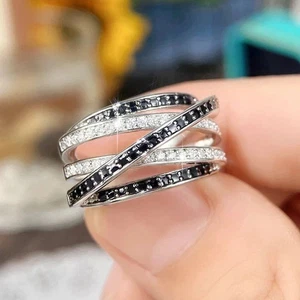 Laborgefertigter schwarzer Diamant-Verlobungsring 2 kt Rundschliff 14 kt Weißgold vergoldet - Bild 1 von 5