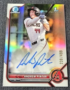 2022 Bowman Draft Chrome 1st /499 Refractor Auto Andrew Pintar #CDA-AP - Bild 1 von 2