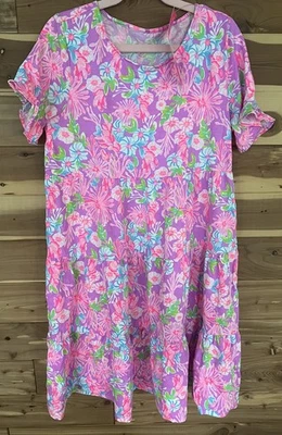 Lilly Pulitzer Jodee Swing Dress Kids XL Amythest Moms the Word Floral NWT - Image 1 of 4