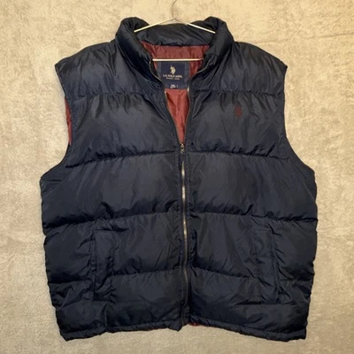 US Polo Assn Men’s Full Zip Puffer Vest Navy Blue Size XXL Lined With Pockets - Image 1 of 4