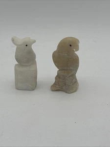 Vintage Carved Alabaster (maybe) Bird Figurines. Lot Of 2 - Picture 1 of 8