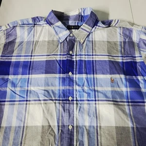 Polo Ralph Lauren Shirt Mens 4XB BIG Blue Plaid Button Shirt NWT - Picture 1 of 13
