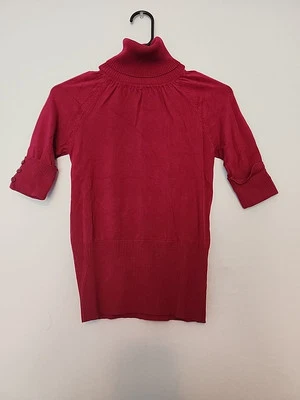 Takeout Women Pink Pullover Sweater Short Sleeve Turtleneck Small - Image 1 of 2