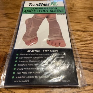TechWare Pro Black L/XL Compression Ankle/Foot Sleeve Relief of Foot Conditions - Picture 1 of 4