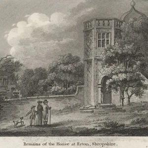 England Shropshire Remains House at Eyton vista histórica grabado en acero siglo XIX - Imagen 1 de 3