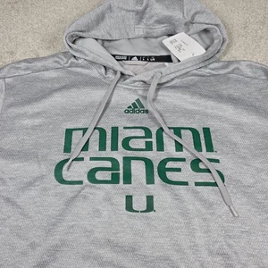 Adidas Miami Hurricanes Hoodie Herren L/XL grau NCAA Sample ClimaWarm Pullover - Bild 1 von 11