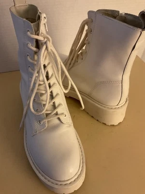 Steve Madden women white leather combat Tornado Boots Size 5.5 Euro 35.5 - Image 1 of 4