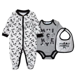 Disney Baby Boy Layette Set Mickey Mouse Outfit Age 0 3 6 9 M Sleepsuit Bib Body - Picture 1 of 10
