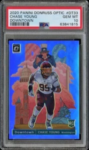 2020 Panini Donruss Optic Chase Young Rookie Downtown Prizm #DT33 PSA 10 GEM MT - Picture 1 of 2