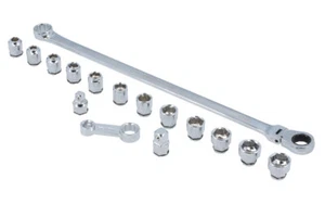 Laser Tools Extra Long Flexible Ratchet Wrench Socket Set 16pc Metric 8662 - Picture 1 of 1