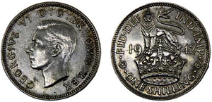 Great Britain 1942 1 Shilling Silver 50.0% AU - Picture 1 of 1
