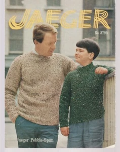 Jaeger 3795 Original Mens Knitting Pattern Crew-Neck Sweater - Picture 1 of 1