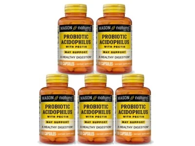 5X 100 = 500 CAPSULES ACIDOPHILUS WITH PECTIN Probiotic Lactobacillus Digestion - Image 1 of 3