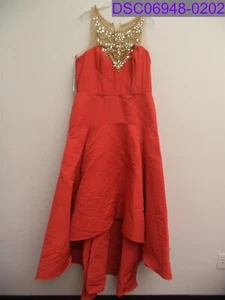 Neu mit Etikett Marchesa Notte orangefarbenes Seidenkleid Damengröße 14 - Bild 1 von 6