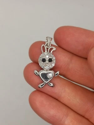 Sterling Silver 925 Charm Rabbit Heart Pendant Necklace Women Jewellry Charms - Immagine 1 di 4