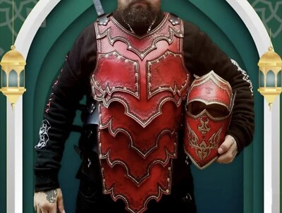 Leather chest armour & helmet fantasy cosplay movie prop medieval knight - Image 1 of 4