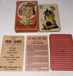 VTG 1950s Complete WHITMAN OLD MAID Cards With Wacky Witch Full SIZE 2.5 X 3.5" - Picture 1 of 3