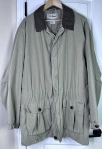 LL Bean Mens XL Tall Chore Coat Lined Harrington Jacket Beige Hunting Outdoors - Picture 1 of 23