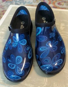 Slogger Damen Regen oder Garten Outdoor Schuhe blau geblümt Made in USA Größe 7 - Bild 1 von 7