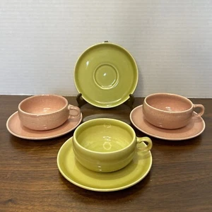 VTG 7pc Russel Wright Steubenville American Modern Cup & Saucers 2 Colors - Picture 1 of 5