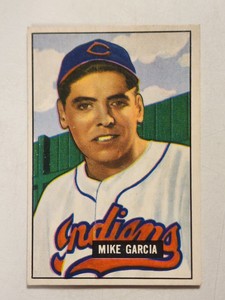 1951 BOWMAN BASEBALL MIKE GARCIA CARD #150 CLEVELAND INDIANS BASEBALL CARD