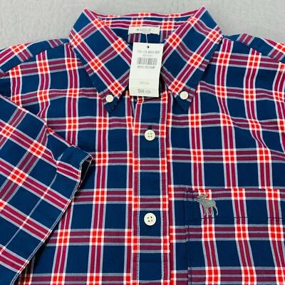 Abercrombie & Fitch Muscle Shirt Men Medium NWT Short Sleeve Plaid Checkered Red - Image 1 of 4