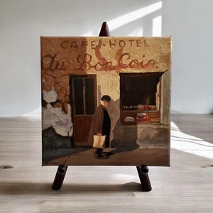 Pintura al óleo impresionista francesa firmada de la década de 1960 sobre lienzo - Imagen 1 de 5