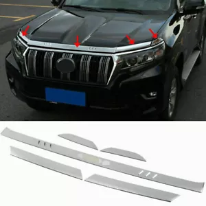For Toyota Land Cruiser Prado 2018-2020 Chrome Engine Hood trim strip cover 5pcs - Picture 1 of 8
