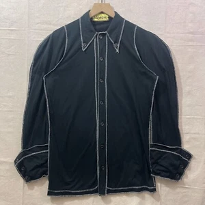 2017 Christopher NEMETH Contrast Stitch Jersey Cotton Black Overlock Shirt Small - Picture 1 of 12