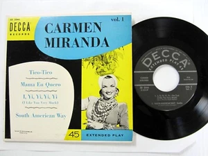 CARMEN MIRANDA Tico Tico Vol. 1 EP DECCA 45 rpm EP Samba Near-MINT vinyl Ag 22 - Picture 1 of 3