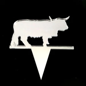 Bull Shaped Cake & Cupcake Toppers, Many Colours & Sizes, Plain or Engraved - Picture 1 of 6