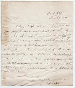 Edward Copleston (1776-1849), Provost of Oriel, Autograph Letter 7 March 1820 - Picture 1 of 1