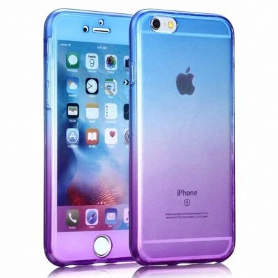 Apple iPhone 6 / 6S Plus Custodia Completa 360 In Silicone Blu / Viola - Immagine 1 di 3