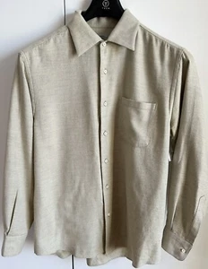 Malo Dress Shirt Size Tan Beige Pocket Cashmere Cotton Spread Collar - Picture 1 of 6