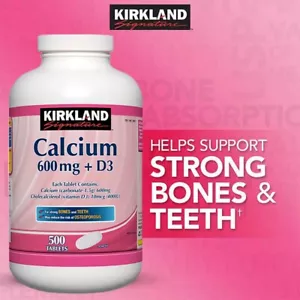Calcium 600mg + Vitamin D3 500Tablet Supplement Quality Health Bone Osteoporosis - Picture 1 of 6