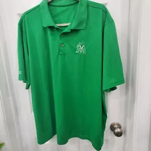 Antigua Miami Marlins Green Short Sleeve Team Logo Casual Golf Polo Shirt - Picture 1 of 8