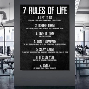 7 Rules of Life Watch Your Thoughts Motivational Posters Prints Canvas Painting - Picture 1 of 8