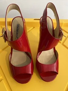 Charles David Heels Size 6 Red Patent Buckle - Picture 1 of 7