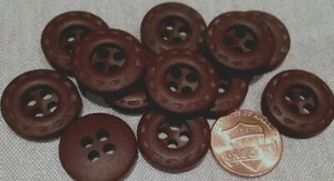 12 Dark Brown Plastic Sturdy Thick 4-hole Sew-through Buttons 3/4" 19mm 7510 - Picture 1 of 1