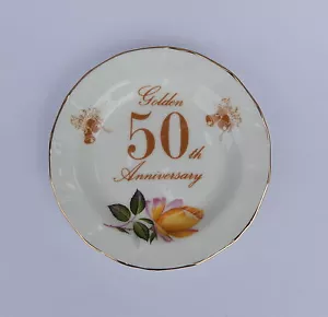 Vassoio sottobicchiere 12 cm 50° (oro) anniversario matrimonio osso fine Cina - Foto 1 di 1
