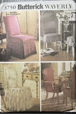 Butterick 3750 Waverly Chair Covers in 5 Styles Sewing Pattern Home Decor Uncut - Image 1 of 3