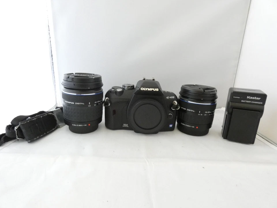 Olympus EVOLT E-410 10,0 MP - Kit negro con lente zoom Olympus de 14-42 mm y 40-150 mm Foto 1 de 1
