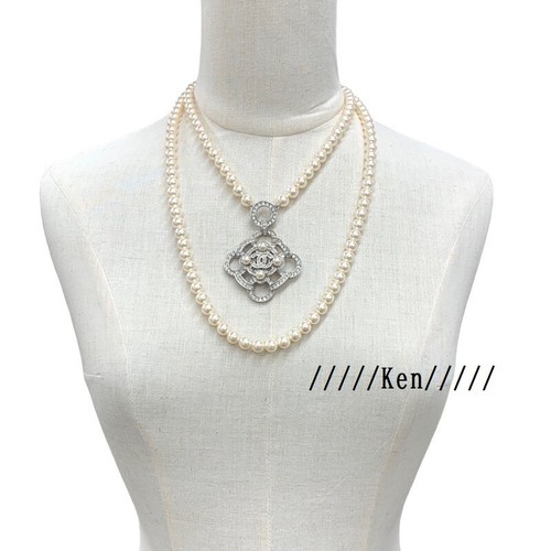 Collana CHANEL AUTENTICA Coco CC Ciondolo Catena Logo Choker Strass Perla Finta GP