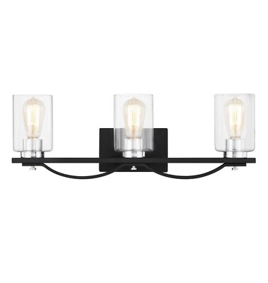 "Luz de tocador de baño Quoizel - Salem - 24"" 3 luces con vidrio transparente" Foto 1 de 2