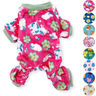 Soft Warm Fleece Dog Pajamas Jumpsuit Cute Pet Clothes Small Medium Pet XXS - L - Image 1 of 4